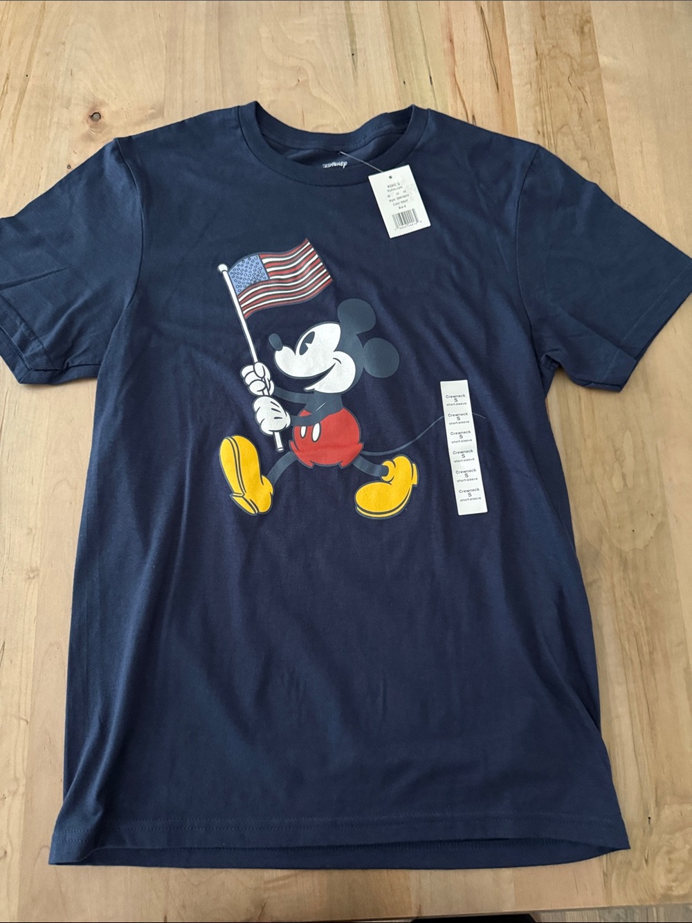 Disney Navy Mickey Mouse Flag Graphic Short Sleeve Tee